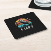 F-Caw-F Crow Retro Sunset Pun Funny Bird Cawing Gr Rechteckiger Pappuntersetzer (angewinkelt)