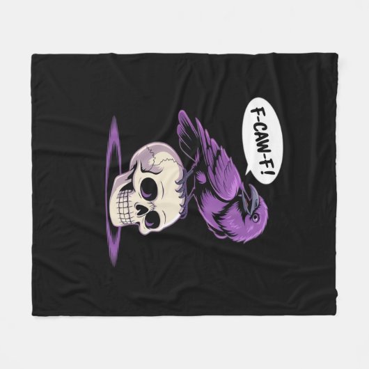 F-Caw-F Crow Skull Halloween Humor Graphic Design  Fleecedecke (Vorderseite (Horizontal))