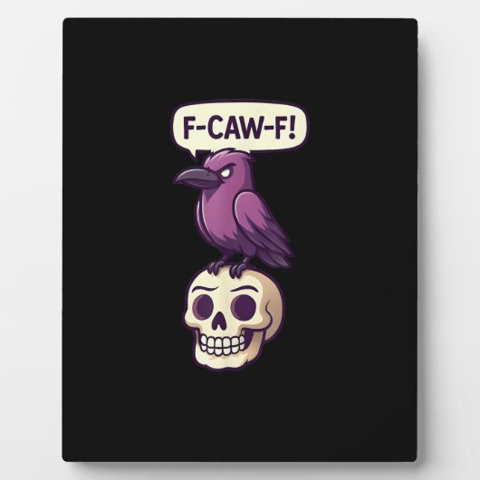F-Caw-F Crow Skull Halloween Humor Graphic Design Fotoplatte (Vorderseite)
