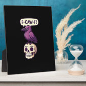 F-Caw-F Crow Skull Halloween Humor Graphic Design Fotoplatte (Seite)