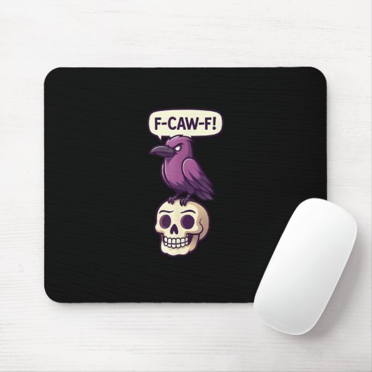 F-Caw-F Crow Skull Halloween Humor Graphic Design Mousepad (Mit Mouse)