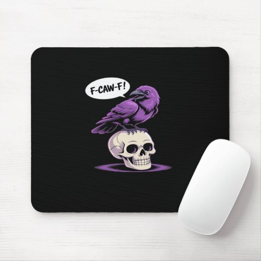 F-Caw-F Crow Skull Halloween Humor Graphic Design  Mousepad (Mit Mouse)