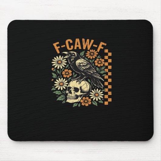 F-Caw-F Crow Vintage Graphic Mousepad (Vorne)