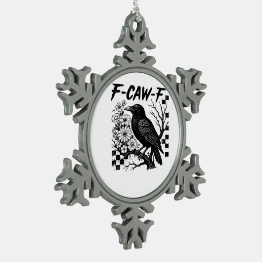 F Caw F Essential Funny Trendy Style Schneeflocken Zinn-Ornament (Links)