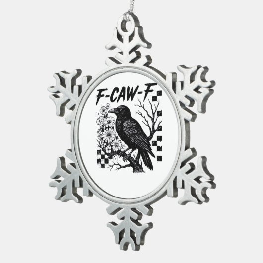 F Caw F Essential Funny Trendy Style Schneeflocken Zinn-Ornament (Rechts)