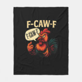 F Caw F Funny Angry Rooster Graphic Retro Style Fleecedecke (Vorderseite)