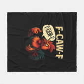 F Caw F Funny Angry Rooster Graphic Retro Style Fleecedecke (Vorderseite (Horizontal))