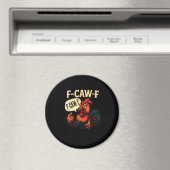 F Caw F Funny Angry Rooster Graphic Retro Style Magnet (In Situ (Geschirrspüler))