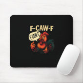 F Caw F Funny Angry Rooster Graphic Retro Style Mousepad (Mit Mouse)