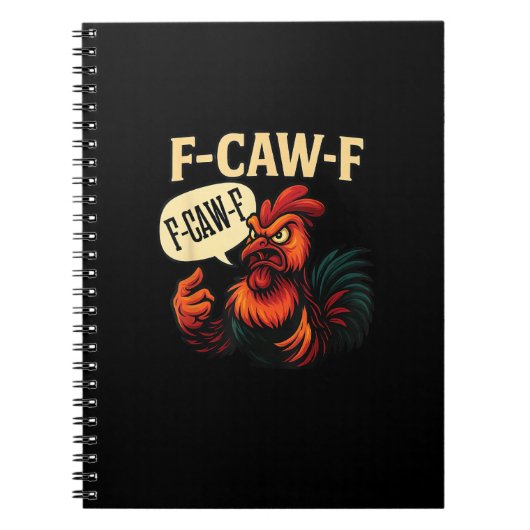 F Caw F Funny Angry Rooster Graphic Retro Style Notizblock (Vorderseite)