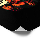 F Caw F Funny Angry Rooster Graphic Retro Style Poster (Ecke)