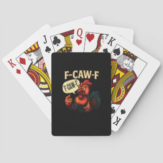 F Caw F Funny Angry Rooster Graphic Retro Style Spielkarten