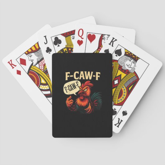 F Caw F Funny Angry Rooster Graphic Retro Style Spielkarten (Rückseite)