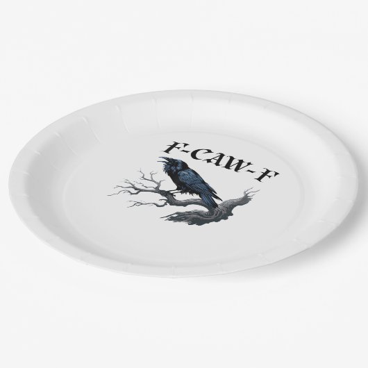 F-Caw-F Funny Bird Crow Pappteller (Schrägansicht)
