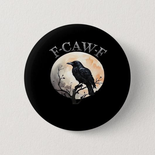 F-Caw-F Funny Bird Moon Minimal Clean Button (Vorderseite)