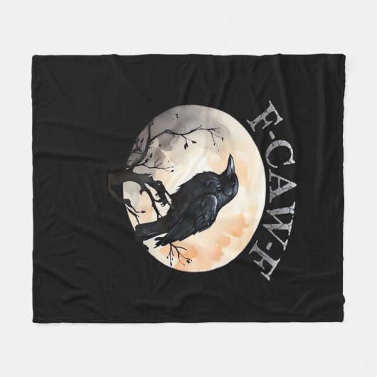 F Caw F Funny Bird Moon Minimal Clean Style Fleecedecke (Vorderseite (Horizontal))