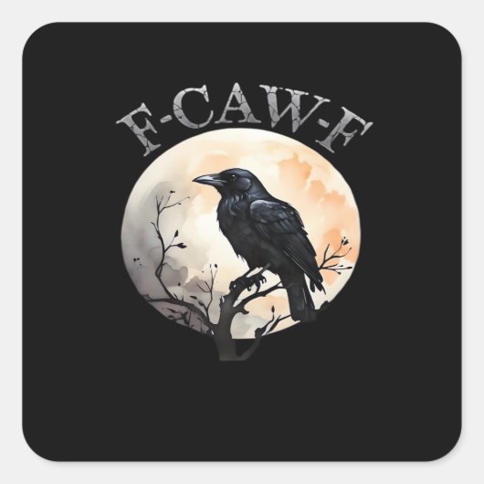 F Caw F Funny Bird Moon Minimal Clean Style Quadratischer Aufkleber (Vorderseite)