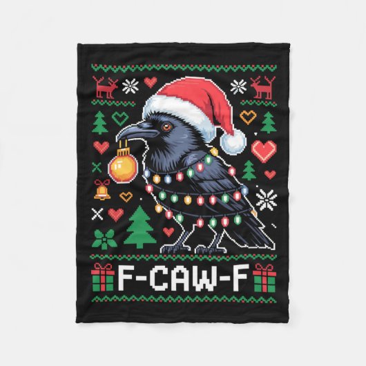 F-caw-f Funny Black Bird Humor Christmas Ugly Swea Fleecedecke (Vorderseite)