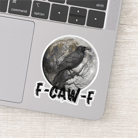 F-Caw-F Funny Black Bird moon Gothic Adult Humor Aufkleber (Detail)