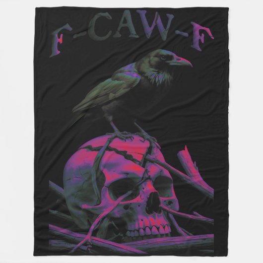 F-Caw-F Funny Black Crow Bird Fleecedecke (Vorderseite)