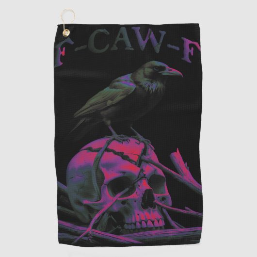 F-Caw-F Funny Black Crow Bird Golfhandtuch (Vorderseite)