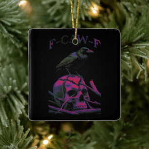 F-Caw-F Funny Black Crow Bird Keramikornament