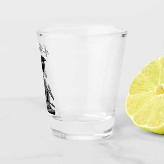 F-Caw-F Funny Black Crow Bird Schnapsglas (Rechts)