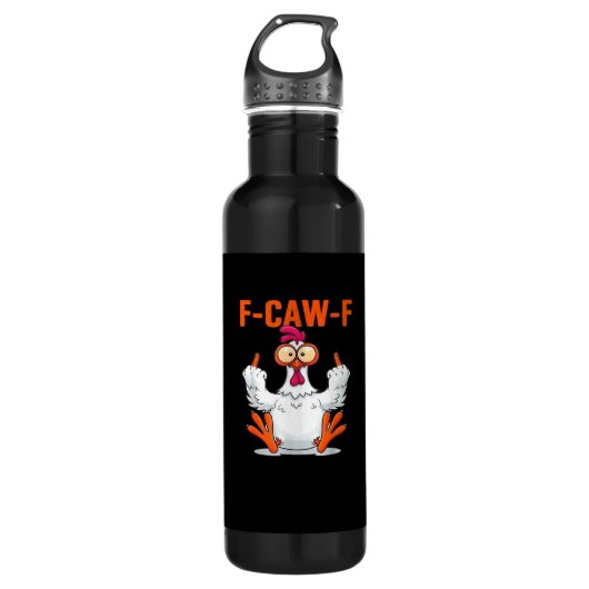F Caw F Funny Chicken Classic Minimal Clean Edelstahlflasche (Vorderseite)