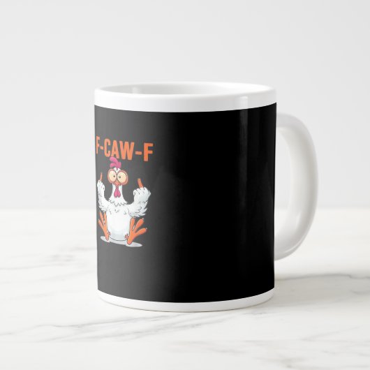F-Caw-F Funny Chicken Classic Minimal Clean Jumbo-Tasse (Vorderseite Rechts)