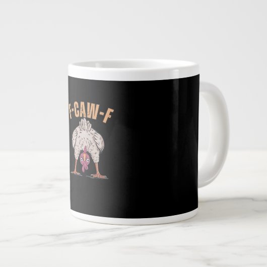 F-Caw-F Funny Chicken Classic Retro Cool Jumbo-Tasse (Vorderseite Rechts)