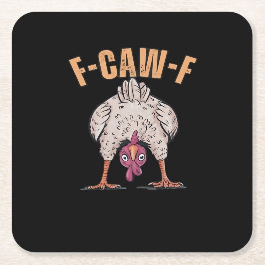 F-Caw-F Funny Chicken Classic Retro Cool Rechteckiger Pappuntersetzer (Vorderseite)