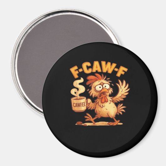 F-Caw-F Funny Chicken Classic Retro Graphic Magnet (Vorderseite/Rückseite)