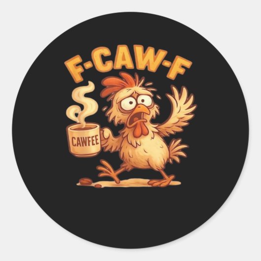 F-Caw-F Funny Chicken Classic Retro Graphic Runder Aufkleber (Vorderseite)