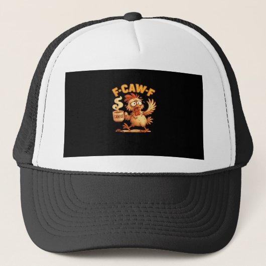 F-Caw-F Funny Chicken Classic Retro Graphic Truckerkappe (Vorderseite)