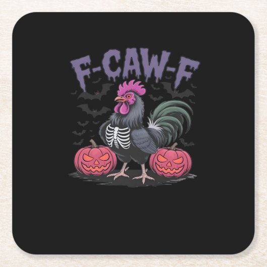 F-Caw-F Funny Chicken Classic Simple Style Rechteckiger Pappuntersetzer (Vorderseite)