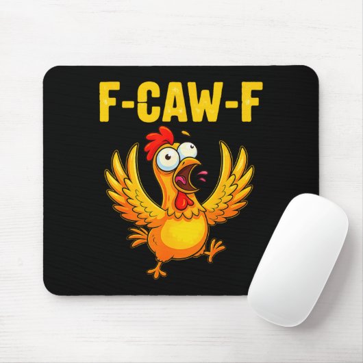 F-caw-f Funny Chicken – Crazy Farm Animal Humor Mousepad (Mit Mouse)