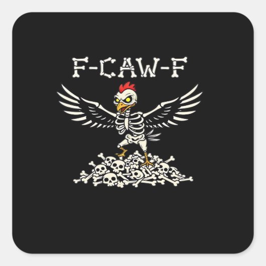 F-Caw-F Funny Chicken Halloween Cool Unique Quadratischer Aufkleber (Vorderseite)