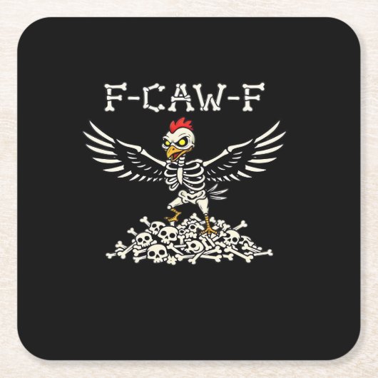 F Caw F Funny Chicken Halloween Cool Unique Style Rechteckiger Pappuntersetzer (Vorderseite)