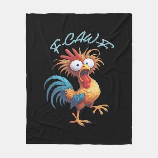 F-Caw-F Funny Chicken Humor Retro Style Fleecedecke (Vorderseite)