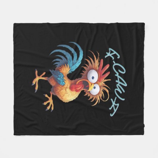 F-Caw-F Funny Chicken Humor Retro Style Fleecedecke (Vorderseite (Horizontal))