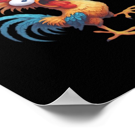 F Caw F Funny Chicken Humor Retro Style Poster (Ecke)