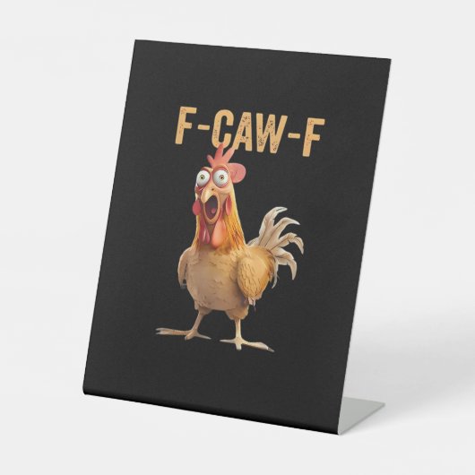 F Caw F Funny Chicken Humor Rooster Meme Classic Sockelschild (Vorderseite)