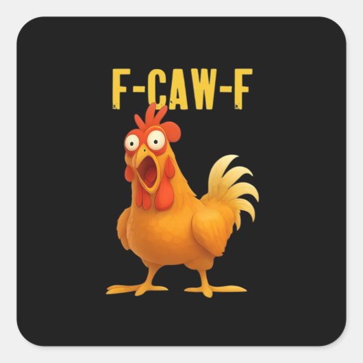 F Caw F Funny Chicken Meme Trendy Modern Style Quadratischer Aufkleber (Vorderseite)