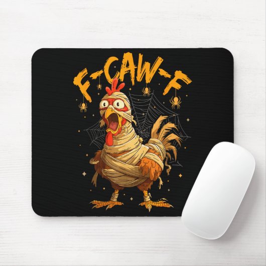 F-caw-f Funny Chicken Mummy Halloween Humor F-caw- Mousepad (Mit Mouse)