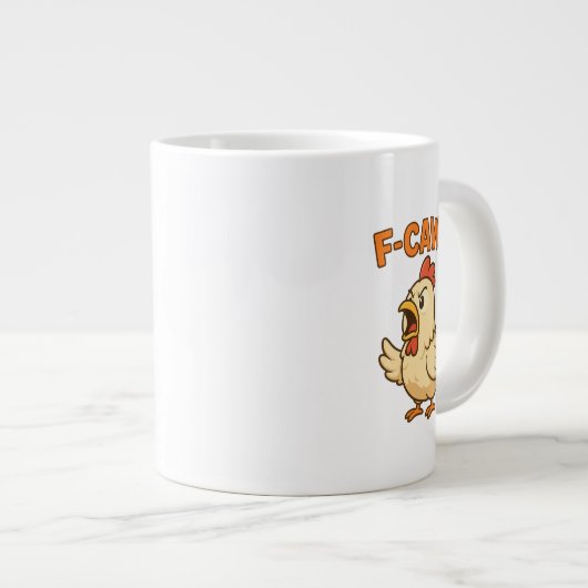 F-CAW-F Funny Chicken | Quote Rooster Meme T-shirt Jumbo-Tasse (Vorderseite Rechts)