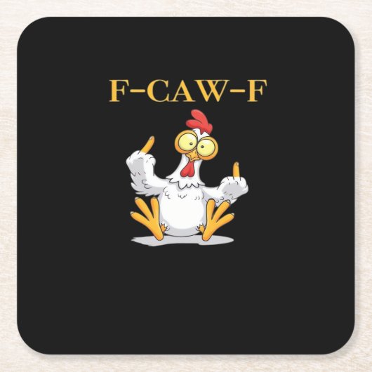 F-Caw-F Funny Chicken Retro Classic Rechteckiger Pappuntersetzer (Vorderseite)