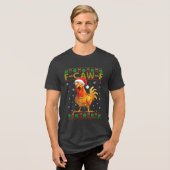 F-Caw-F Funny Chicken Rooster Meme Ugly Christmas Tri-Blend Shirt (Vorderseite voll)
