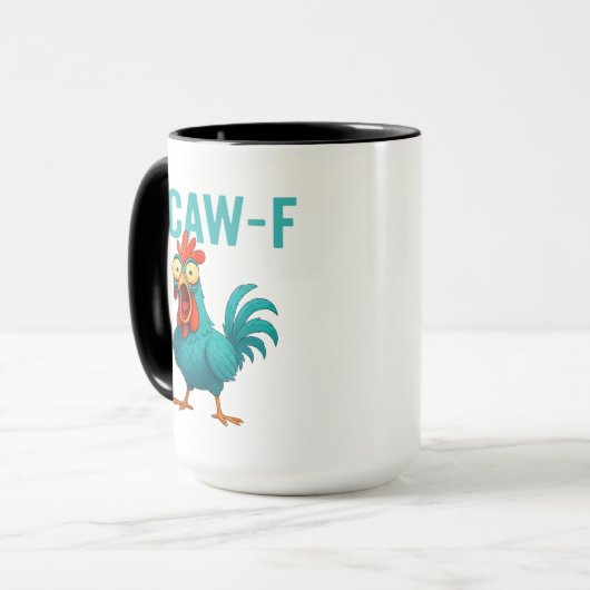 F-Caw-F Funny Chicken Tasse, Hühner Spaß, Rooster Tasse (Vorderseite Links)
