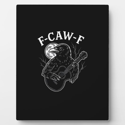 F Caw F Funny Crow Guitar Halloween Vintage Style Fotoplatte (Vorderseite)
