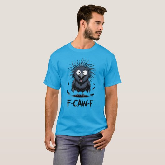 F-CAW-F Funny Crow Meme Comic Bird Raven T-Shirt (Vorne ganz)